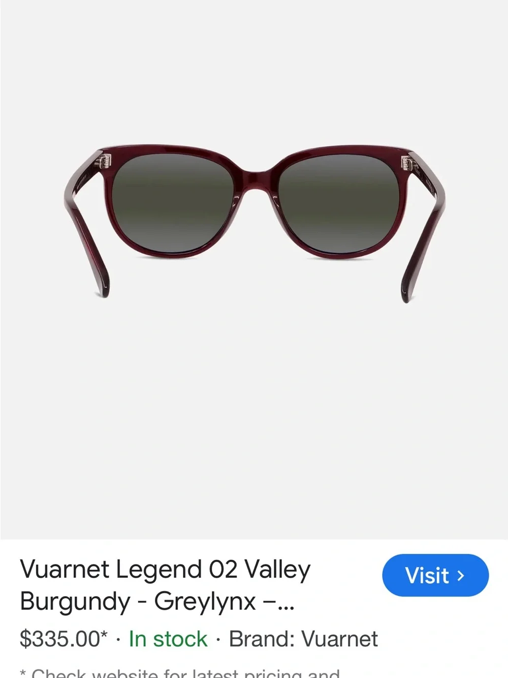 Vuarnet Legend 02 Women's Burgundy Frame Sunglasses with Greylynx Lenses..